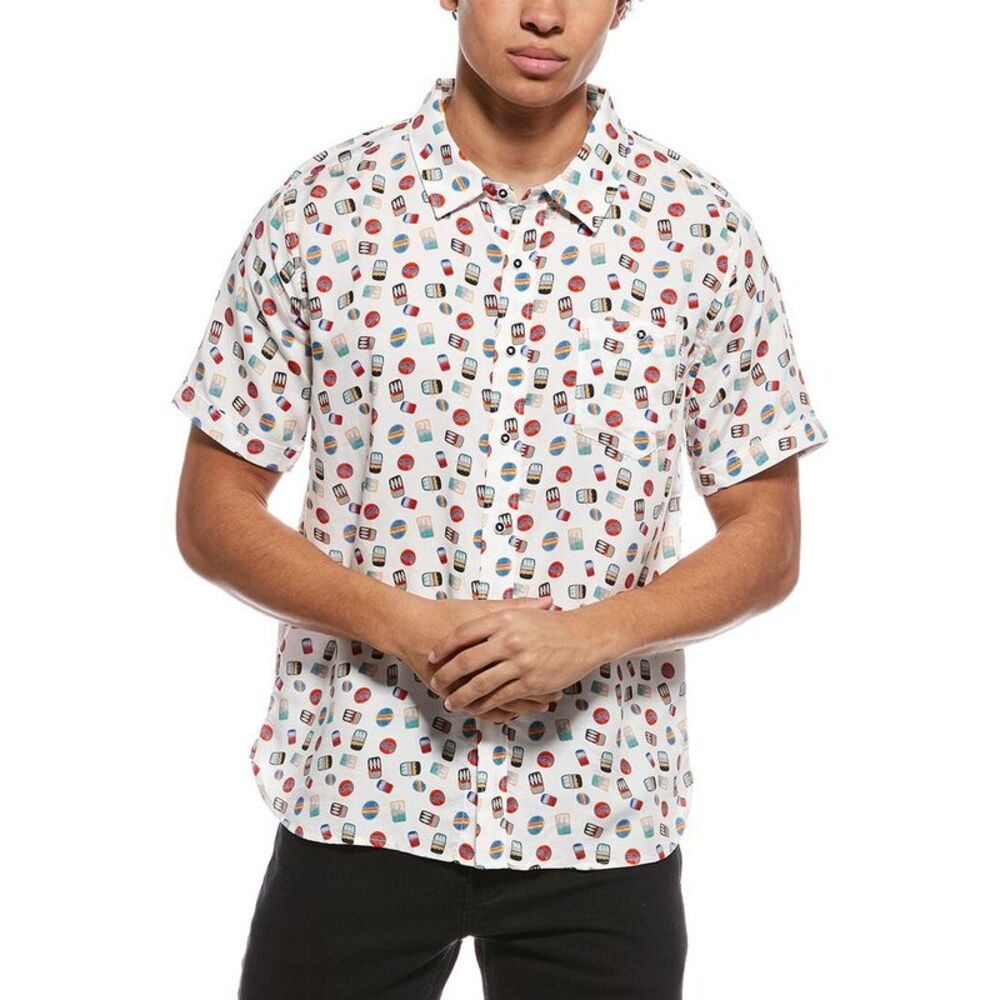 Magaschoni Mens  Printed Shirt, White